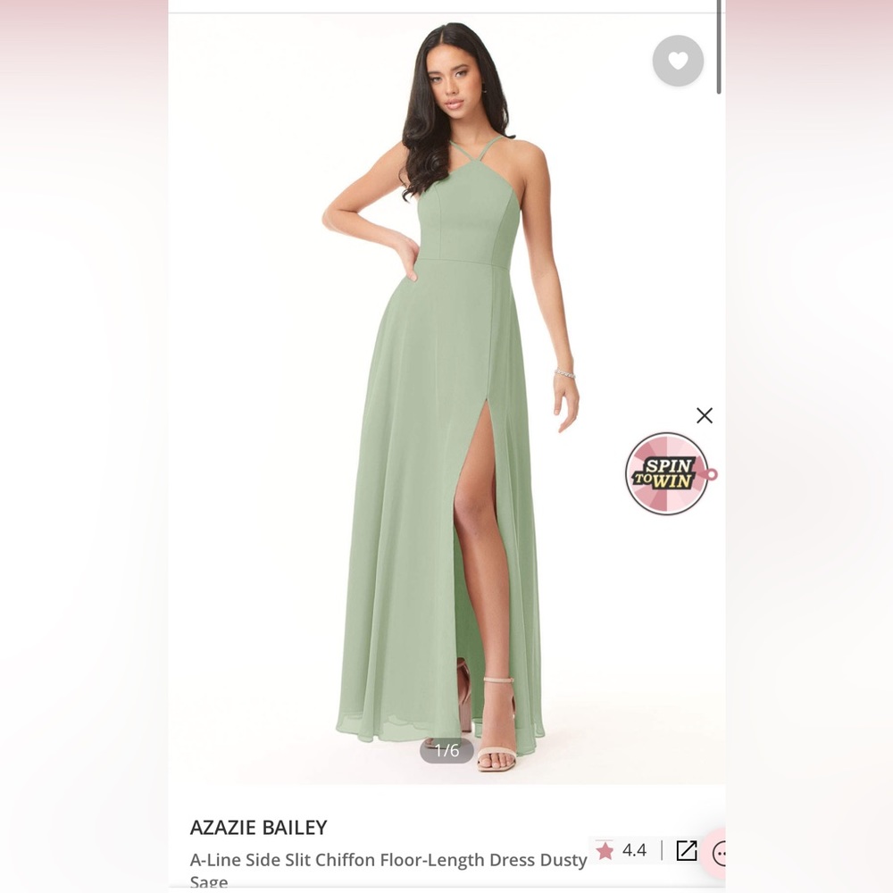 AZAZIE BAILEY | A-Line Side Slit Chiffon Floor-Length Dress Dusty Sage